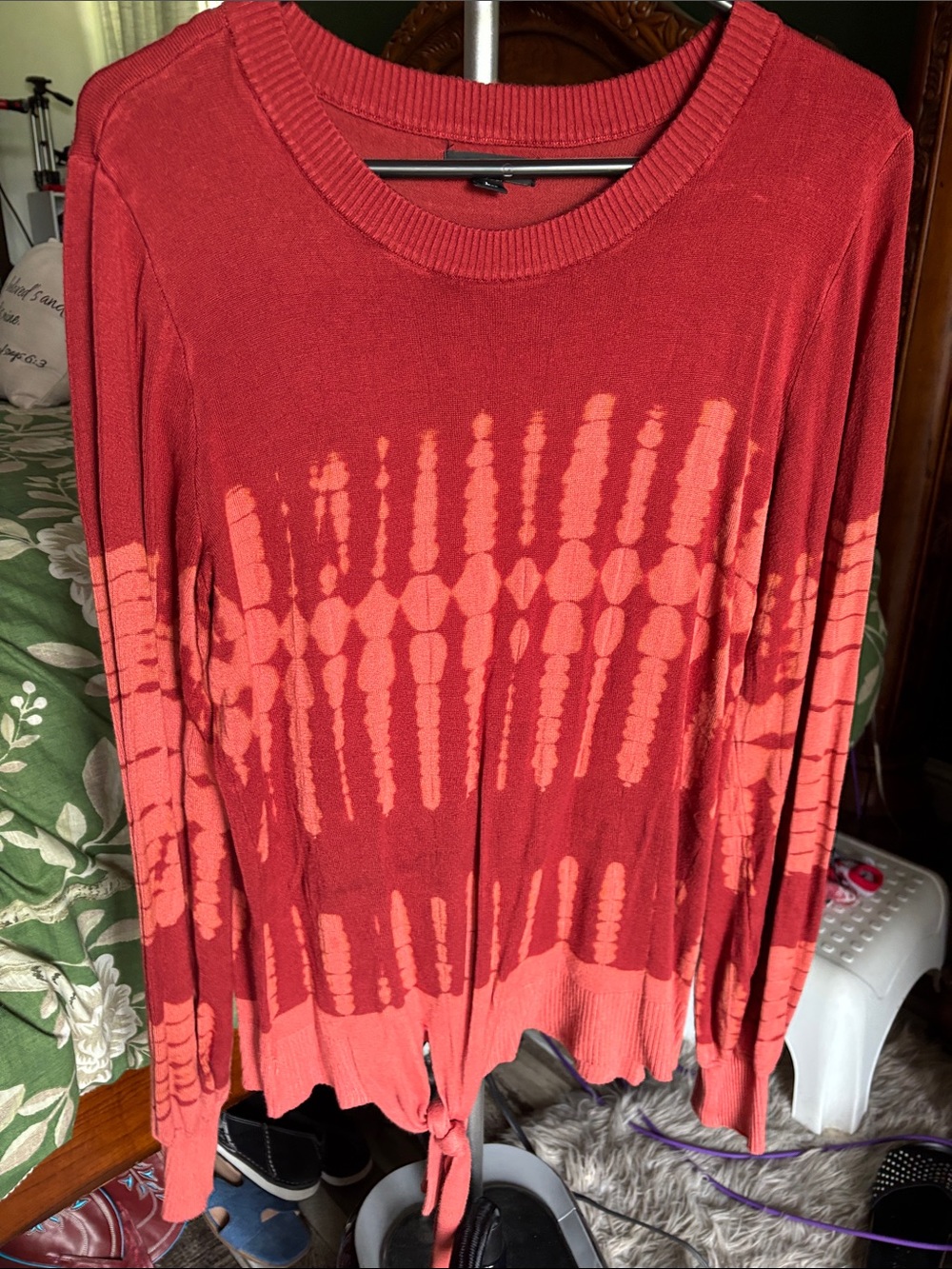 Simply Vera Tie-Dye Knit Pullover with Front Tie